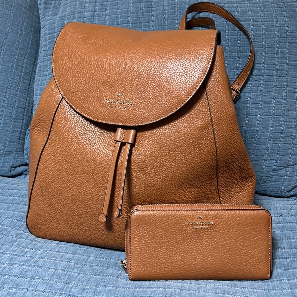 Kate Spade Leila large backpack purse and continental wallet